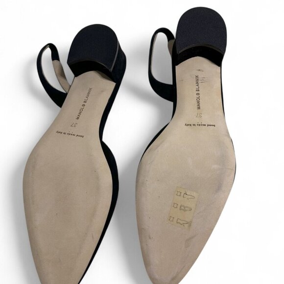 Manolo Blahnik Aspro Block Heel Slingback Suede Pump Black Sz EU 37 NWOT - Picture 5 of 11